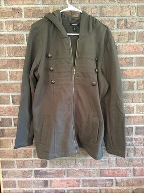 torrid Olive Green Military-Style Hooded Zip Jacket
